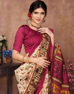 YASHIKA Printed Daily Wear Art Silk Saree(Maroon)