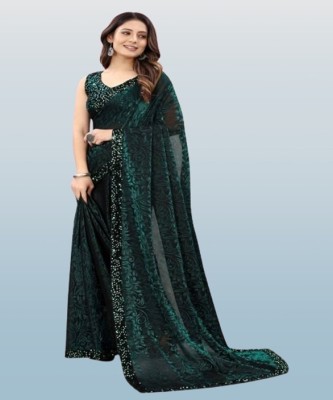 Amavii Embellished Bollywood Lycra Blend Saree(Green)