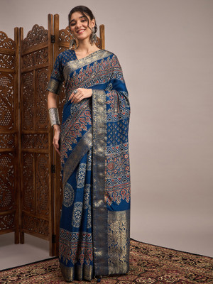 Sareemall Woven Chinnalapattu Viscose Rayon Saree(Dark Blue)