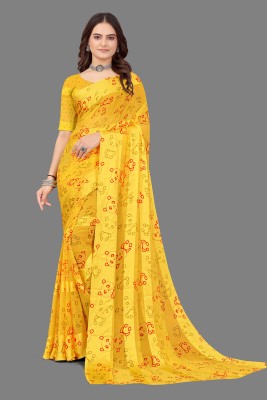 Sitanjali Printed Daily Wear Georgette Saree(Yellow)
