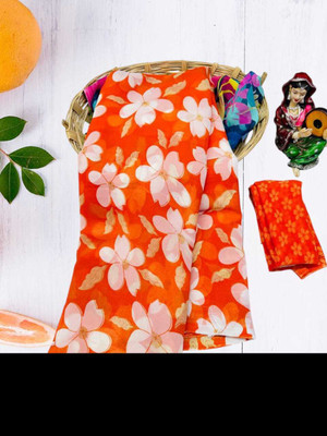 anjali fashion Printed Bollywood Georgette Saree(Orange)