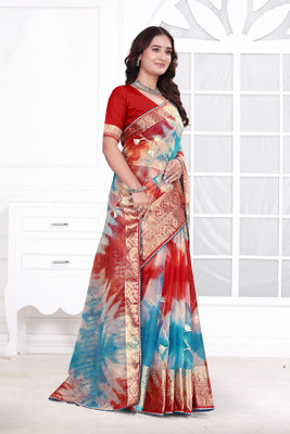 Aarunika IC Printed Bollywood Organza Saree(Maroon)