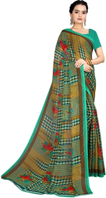 Saadhvi Printed Daily Wear Georgette Saree(Green)