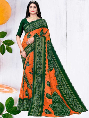 HouseOfCommon Ombre Bollywood Georgette Saree(Green)