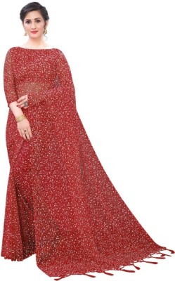 GRLTEX Embellished Bollywood Lycra Blend Saree(Red)