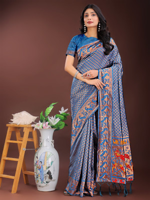 Divastri Woven Kanjivaram Silk Blend Saree(Blue)