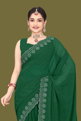 Shiv Febric Embellished Banarasi Art Silk Saree(Green)