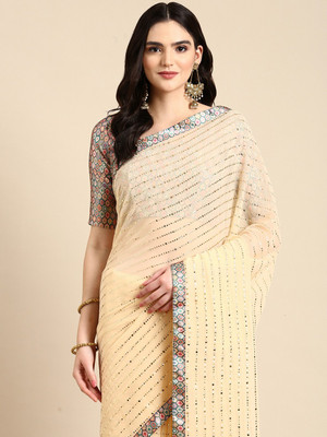 Divastri Embroidered Bollywood Georgette Saree(Yellow)