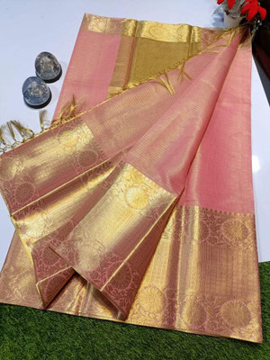 NZSilk Woven Banarasi Tissue Saree(Pink)