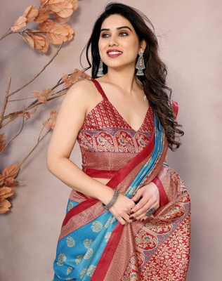 YASHIKA Printed Bollywood Art Silk Saree(Blue)