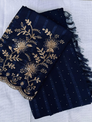 Shreeji Embellished Bollywood Chiffon Saree(Dark Blue)