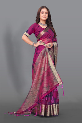 Aarunika LGF Printed, Woven Bollywood Organza Saree(Purple)