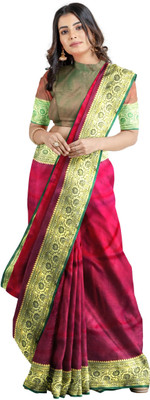 HouseOfCommon Woven Banarasi Silk Blend Saree(Black)