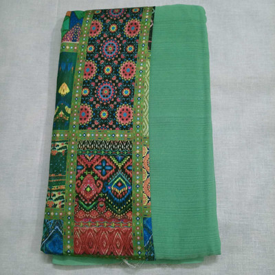Kamlams Printed Bollywood Chiffon Saree(Light Green)