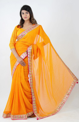 Shri Vinayak Embroidered Bollywood Georgette Saree(Orange)