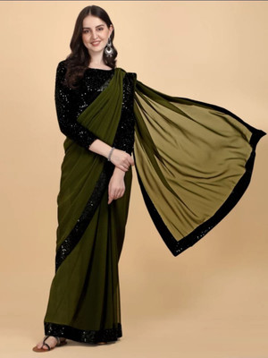 Manan Creation Embellished Bollywood Georgette Saree(Magenta)