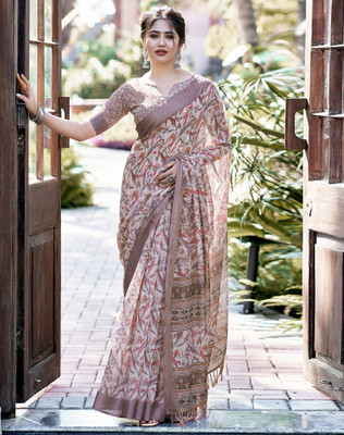 SIRIL Digital Print Bollywood Linen Saree(Multicolor)