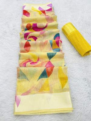 HouseOfCommon Printed Chanderi Chanderi, Cotton Blend Saree(Pack of 2, Multicolor)