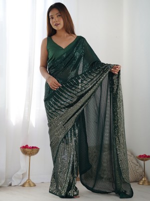 Tasrika Embellished Bollywood Georgette Saree(Green)