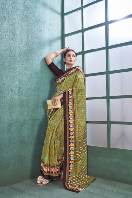 MULL SUTRA Printed Daily Wear Pure Cotton Saree(Green)