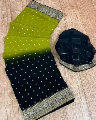 C2K2CLOTHING Embellished Daily Wear Georgette Saree(Green)