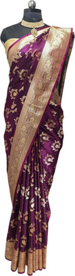 sijilieen Woven, Self Design Banarasi Silk Blend Saree(Purple)