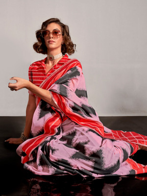 Sareemall Woven Banarasi Silk Blend Saree(Pink)