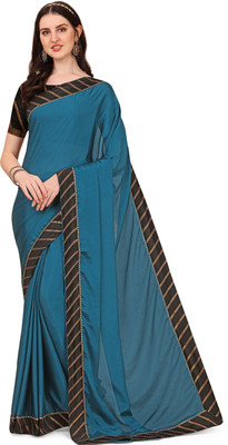JS Clothing Mart Solid/Plain Banarasi Chiffon Saree(Blue)