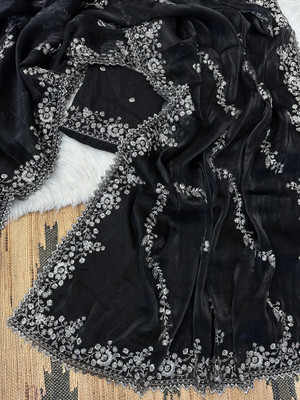 Moon Queen Embroidered Bollywood Jimmy choo Saree(Black)