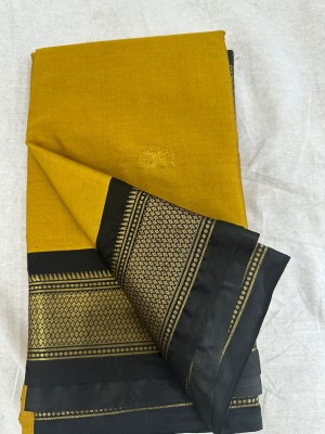 THESIYA FAB Self Design, Woven Kanjivaram Jacquard, Art Silk Saree(Yellow, Black)