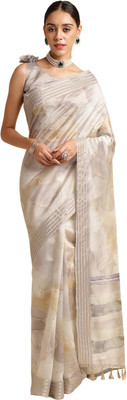 Divastri Printed Bollywood Silk Blend Saree(Grey)
