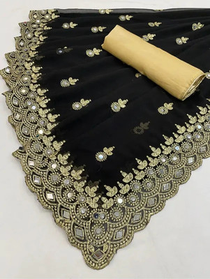 ARVAT FAB Embroidered Bollywood Georgette Saree(Black)