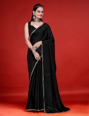 Gajal Self Design Kanjivaram Chiffon, Jimmy choo Saree(Black)