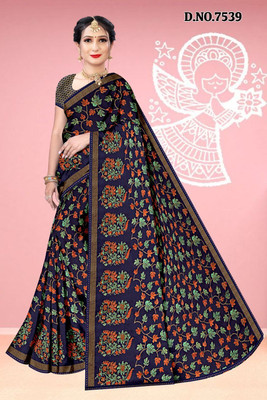 Madhur milan Printed Bollywood Brasso Saree(Blue)