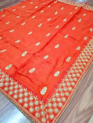 Bhojal Creation Embroidered Bollywood Chiffon Saree(Cream)