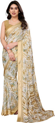 Panchvati NX Floral Print Bollywood Georgette Saree(Yellow)
