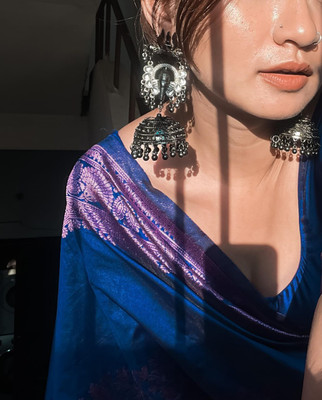 Anahant Creation Self Design Banarasi Art Silk Saree(Dark Blue)