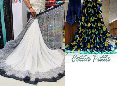 Sitanjali Polka Print Bollywood Georgette Saree(Pack of 2, Black)