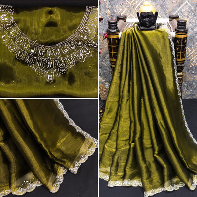 ZOYAL ENTERPRISE Embellished Bollywood Art Silk Saree(Light Green)