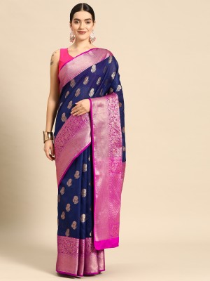 Divastri Woven Banarasi Art Silk Saree(Blue)