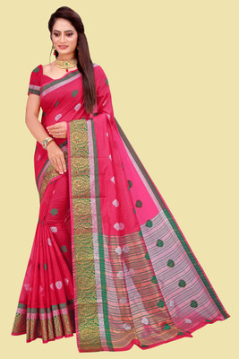 PRIYANSH CREATION Woven Bollywood Cotton Silk Saree(Magenta)