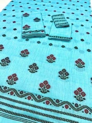 NijEnterprise Woven Mekhela Chador Cotton Blend Saree(Blue)