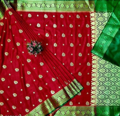 SAFIYASAREE Woven Banarasi Satin Saree(Magenta)