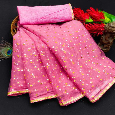 CHITRA FASHION Printed Bollywood Net Saree(Pink)