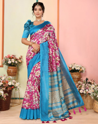 YASHIKA Printed Bollywood Art Silk Saree(Pink)