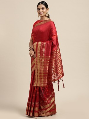 Shaily Woven Banarasi Silk Blend Saree(Maroon)