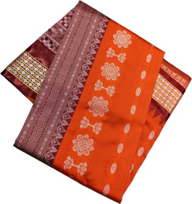 satrangi creation Woven Sambalpuri Pure Silk Saree(Red)