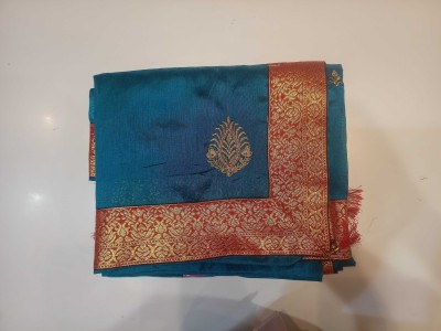 HS Collection Embellished Assam Silk Art Silk Saree(Blue)