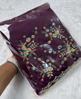 SROLY Embroidered Bollywood Georgette Saree(Purple)