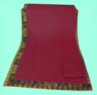 Anugrah Textile Solid/Plain Banarasi Lycra Blend, Chiffon Saree(Maroon)